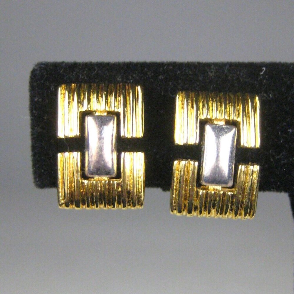 Napier Earrings CLIP ON Goldtone Silvertone Vintage Estate Jewelry Women